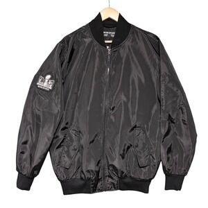 CBS Sports Super Bowl LVIII Black Bomber Jacket Mens Large NFL Crew Zip Up